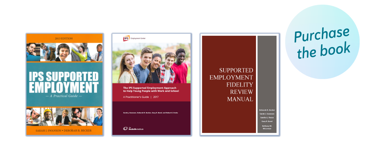 Books covers of three books about Supported Employment with the wording: Purchase Books