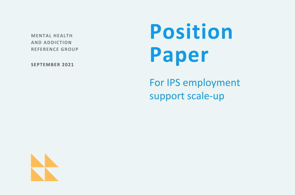 Title page of Position Paper for IPS employment support scale-up